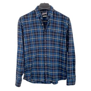 johnnie-O Surflannel men’s Size Large blue/black/white plaid long sleeve‎ shirt